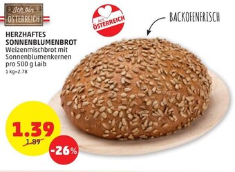 PENNY Herzhaftes Sonnenblumenbrot 500g Angebot
