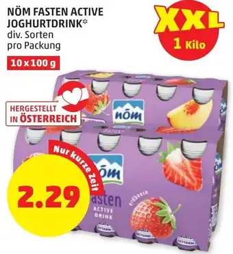 PENNY Nöm Fasten Active Joghurtdrink 10x100g Angebot
