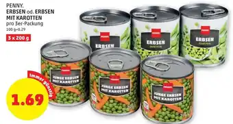 PENNY Penny Erbsen or Erbsen Mit Karotten 3x200g Angebot