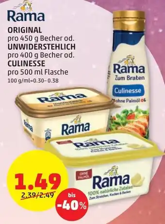 PENNY Rama Original 450g od. Unwiderstehlich 400g od. Culinesse 500ml Angebot