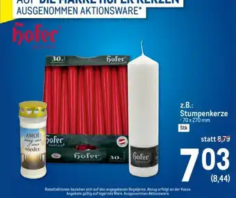 Metro hofer Stumpenkerze 70x270 mm Angebot