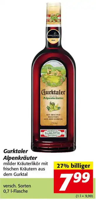 Nah&Frisch Gurktaler Alpenkräuter 0,7 Liter Angebot