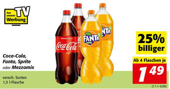 Nah&Frisch Coca-Cola, Fanta, Sprite oder Mezzomix 1,5L Angebot
