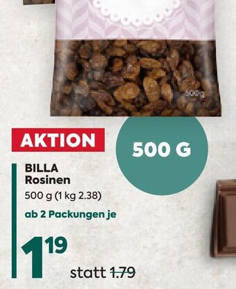 Billa Billa Rosinen 500 g Angebot
