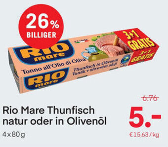 MPreis Rio Mare Thunfisch Natur oder In Olivenöl 4x80g Angebot