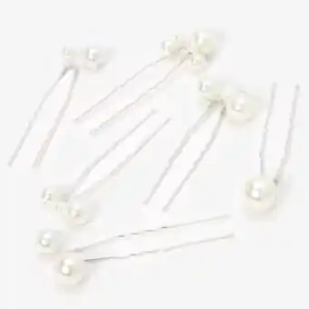 Claire's Silver bubble pearl hair pins - 6 pack Angebot