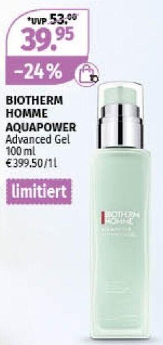 Müller Biotherm Homme Aquapower Advanced Gel 100 ml Angebot