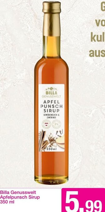 Sutterlüty Billa Genusswelt Apfelpunsch Sirup 350 ml Angebot