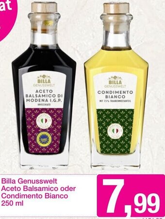 Sutterlüty Billa Genusswelt Aceto Balsamico oder Condimento Bianco 250 ml Angebot