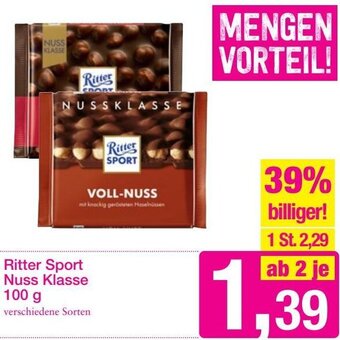 Sutterlüty Ritter Sport Nuss Klasse 100 g Angebot