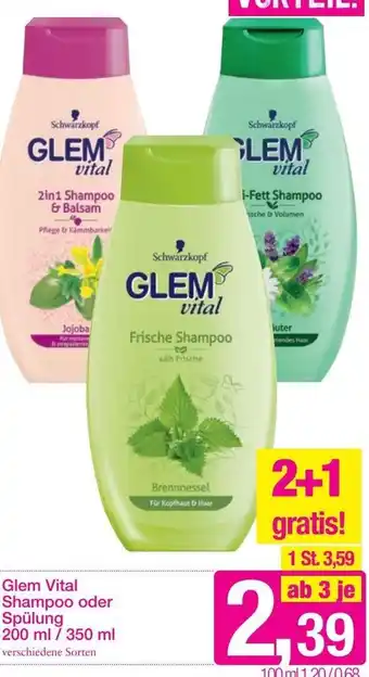 Sutterlüty Glem Vital Shampoo oder Spülung 200ml/ 350ml Angebot