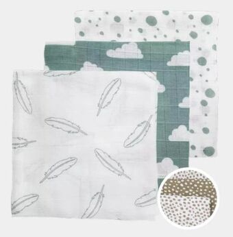 BabyOne Mullwindeln feathers green Angebot