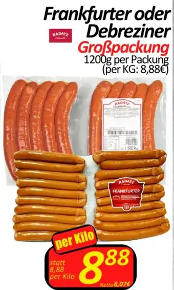 Wurstico Frankfurter oder Debreziner 1200g Angebot