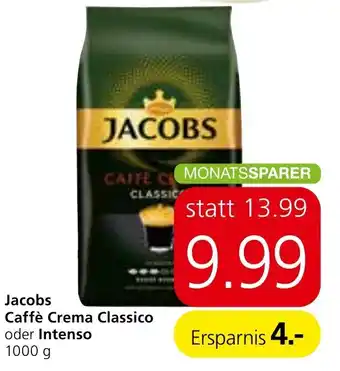 Spar Jacobs Caffè Crems Classico oder Intenso 1000g Angebot