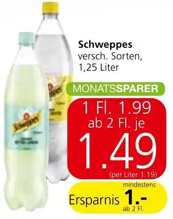 Spar Schweppes 1,25 Liter Angebot