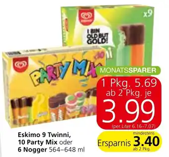 Spar Eskimo 9 Twinni, 10 Party Mix oder 6 Nogger 564-648ml Angebot