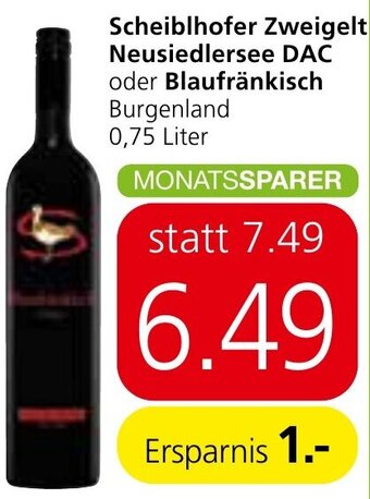 Spar Scheiblhofer Zweigelt Neusiedlersee Dac 0.75 Liter Angebot
