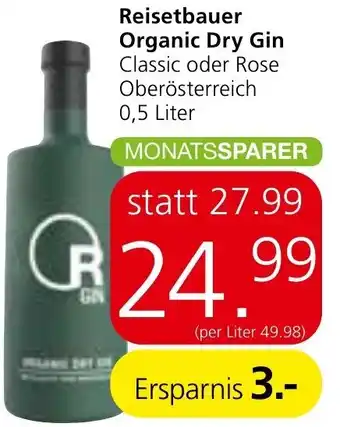 Spar Reisetbauer Organic Dry Gin 0,75 Liter Angebot