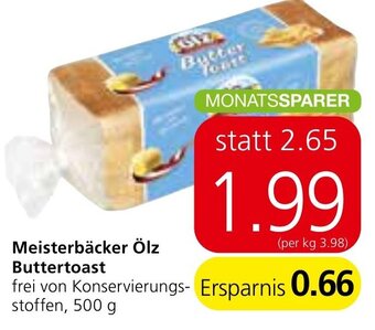 Spar Meisterbäcker Ölz Buttertoast 500 g Angebot