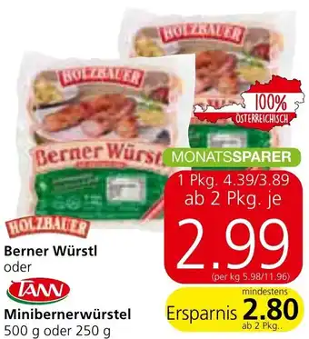 Spar Berner Würstl OR Minibernerwürstel 500g oder 250g Angebot