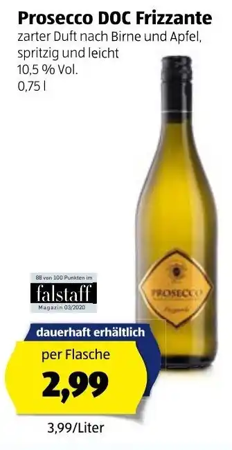 Hofer Prosecco DOC Frizzante 0,75 Liter Angebot