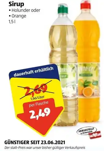 Hofer Sirup 1,5 Liter Angebot