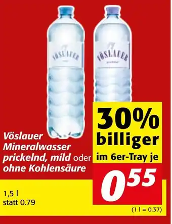 Strasser Markt Vöslauer Mineralwasser prickelnd, mild oder ohne Kohlensäure 1,5 l Angebot