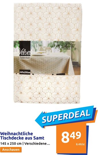 Action Weihnachtliche Tischdecke aus Samt 145 x 250 cm Angebot