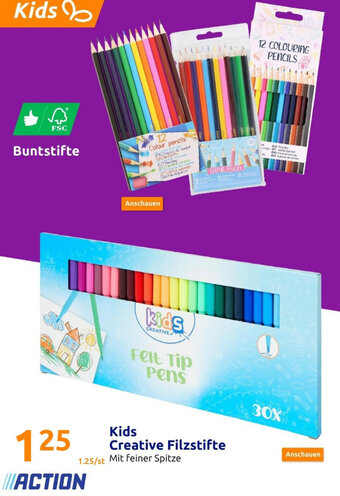 Action Kids Creative Filzstifte Angebot