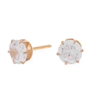 Claire's Rose gold titanium cubic zirconia round stud earrings - 6mm Angebot