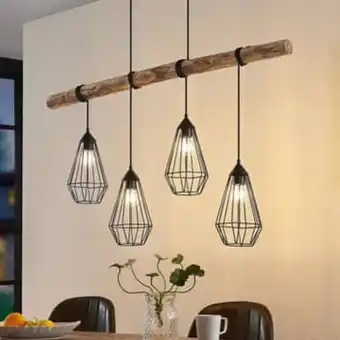 Lampenwelt Lindby eldarion hängeleuchte mit holzbalken, 4-fl. Angebot