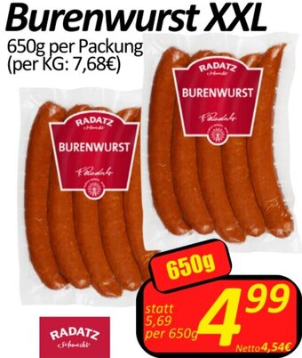 Wurstico Radatz Burenwurst XXL 650g Angebot