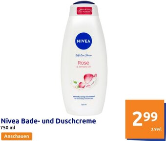 Action Nivea Bade- und Duschcreme 750 ml Angebot