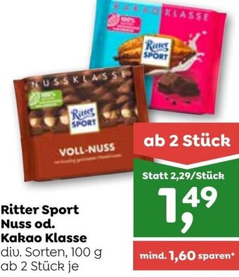ADEG Ritter Sport Nuss od. Kakao Klasse 100g Angebot