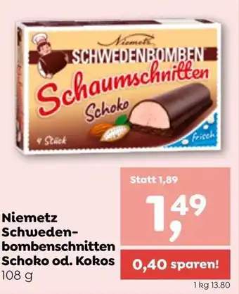 ADEG Niemetz Schweden-bombenschnitten Schoko od. Kokos 108g Angebot