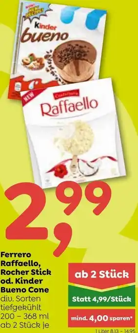 ADEG Ferrero Raffaello, Rocher Stick od. Kinder Bueno Cone 200-368 ml Angebot