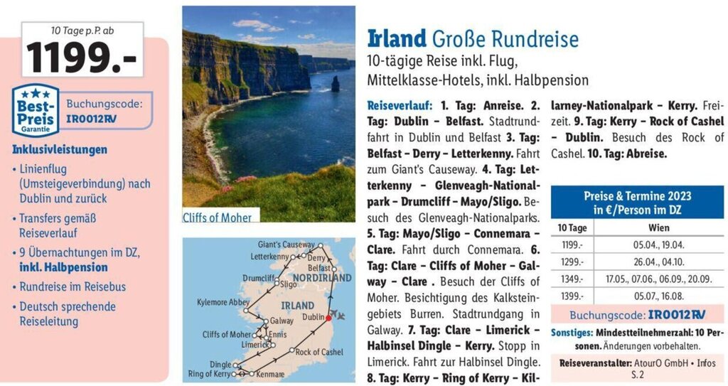 Irland Große Rundreise Angebot bei Lidl
