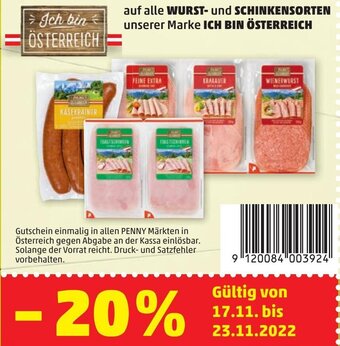 PENNY Wurst- und Schinkensorten unserer Marke Ich Bin Österreich Angebot