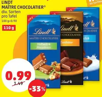 PENNY Lindt Maître Chocolatier 110 g Angebot