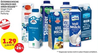 PENNY Österreichische Vollmilch aus Ihrer Region 1 Liter Angebot