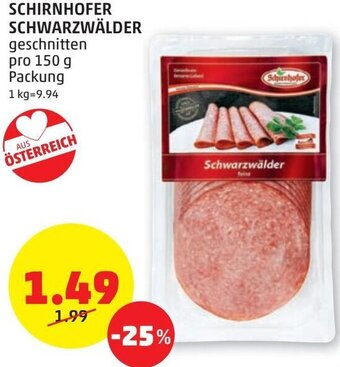 PENNY Schirnhofer Schwarzwälder 150 g Angebot