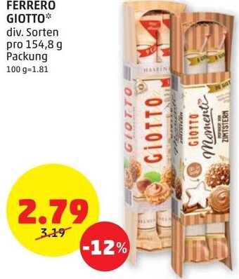 PENNY Ferrero Giotto 154,8 g Angebot