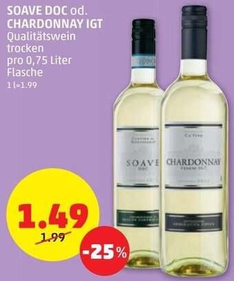 PENNY Soave DOC od. Chardonnay IGt 0,75 Liter Angebot