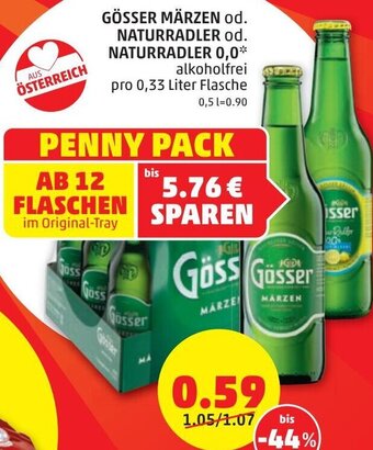 PENNY Gösser Märzen od. Naturradler od. Naturradler 0,0 0,33 Liter Angebot