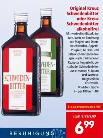 Interspar Original Schwedenbitter oder Kreuz Schwedenbitter Alkoholfrei 0.5 liter Angebot