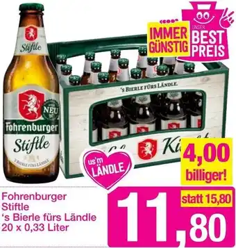 Sutterlüty Fohrenburger Stiftle 's Bierle für Ländle 20 x 0,33 Liter Angebot
