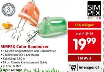 Interspar Simpex Color Handmixer Angebot