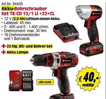 Zgonc Akku-bohrschrauber set te-cd 12/1 li +22+cl Angebot