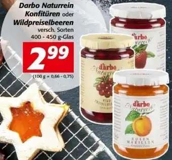 Nah&Frisch Darbo Naturrein Konfitüren oder Wildpreiselbeeren 400-450g Angebot