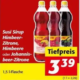 Nah&Frisch Susi Sirup Himbeer-Zitrone, Himbeere oder Johannisbeer-Zitrone 1,5 l Angebot